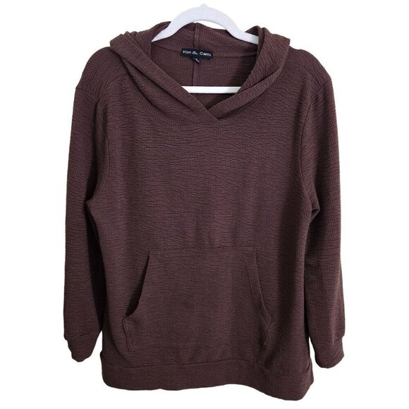 Kim & Cami Brown Textured Hoodie Size S - Picture 1 of 5